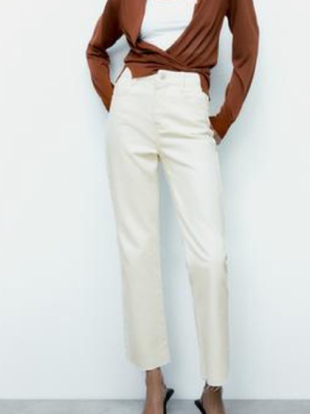 ZARA Cream Jeans Raw Hem